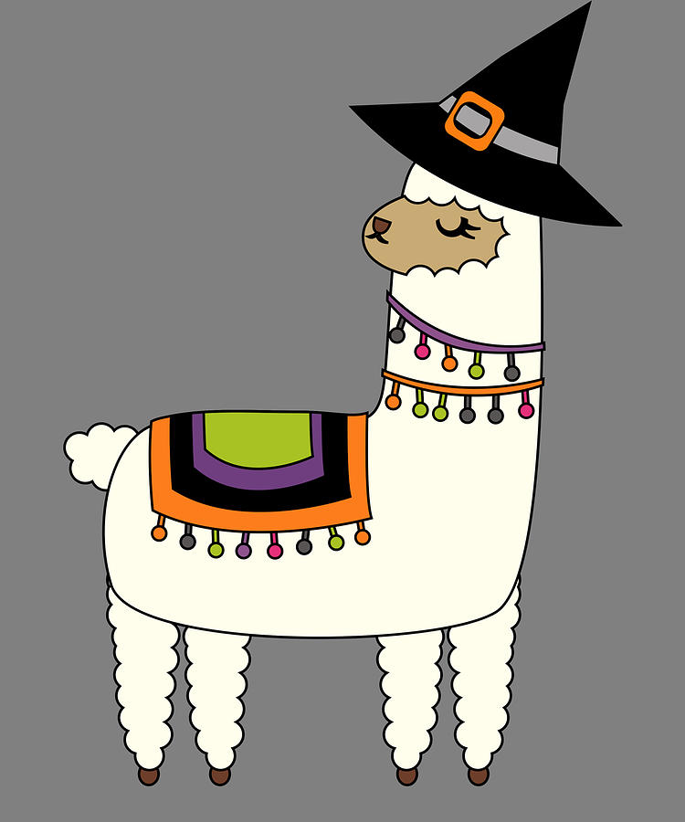 Halloween Llama in a Witch Hat Digital Art by Stacy McCafferty - Fine ...