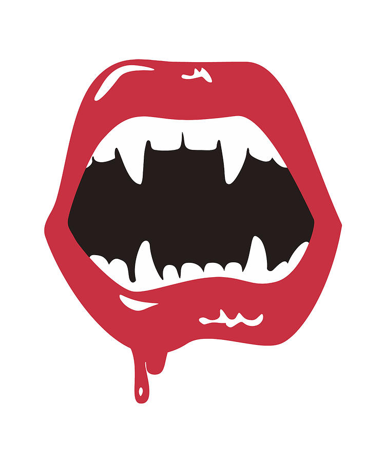 Halloween Digital Art - Halloween Mouth Dripping Blood, Halloween by Mounir Khalfouf