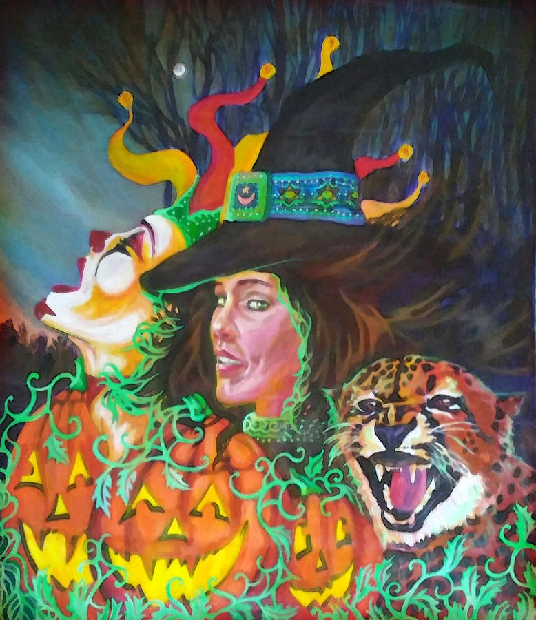 Halloween Night Painting by Suzanne Silvir
