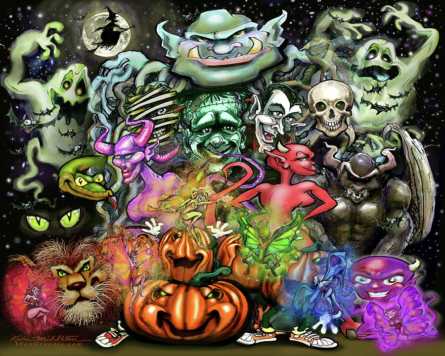 Halloween Party Digital Art by Kevin Middleton