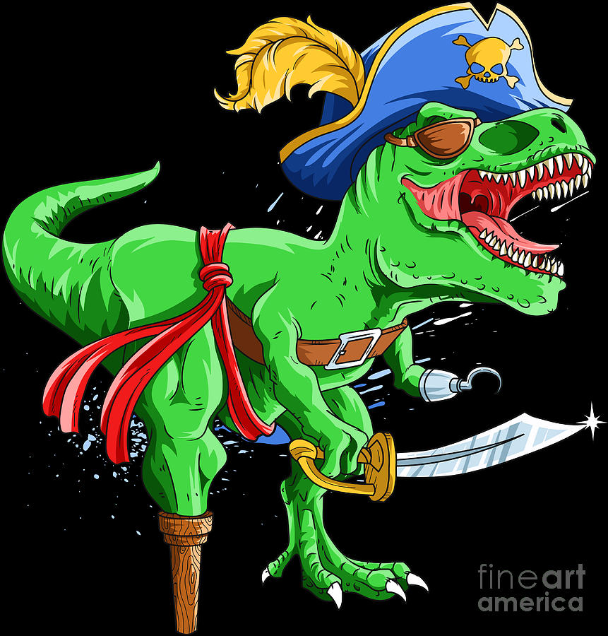 Halloween Pirate Dinosaur Funny T-rex Dino Gift Digital Art by ...