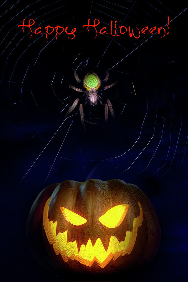 Halloween Pumpkin and Spider Photograph by Mark Andrew Thomas
