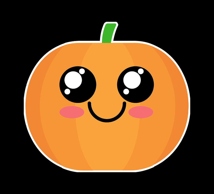 Halloween Pumpkin Kawaii Cute Happy Face Digital Art by Aaron Geraud