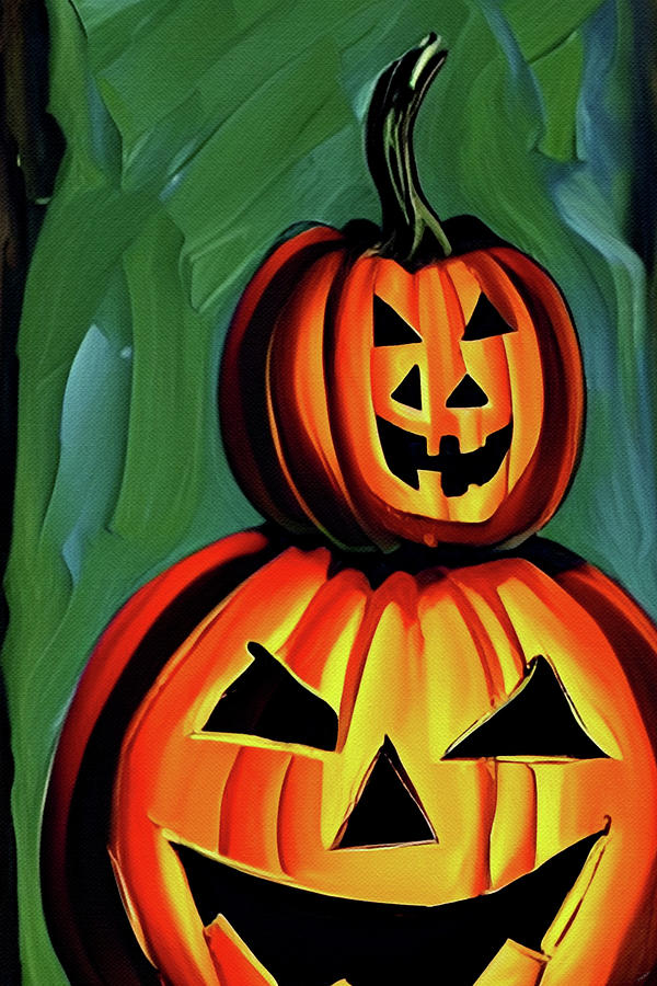 Halloween Pumpkins Digital Art by Michelle Hoffmann