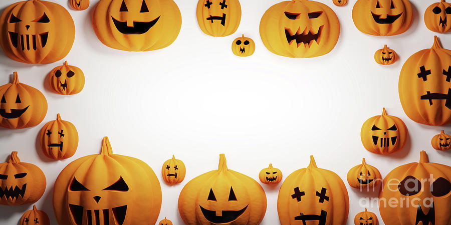Halloween pumpkins on white background Photograph by Michal Bednarek -  Pixels