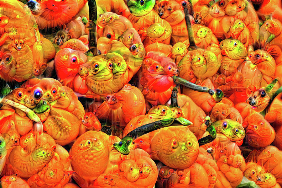 Halloween Pumpkins Surreal Deep Dream Style Digital Art by Matthias Hauser