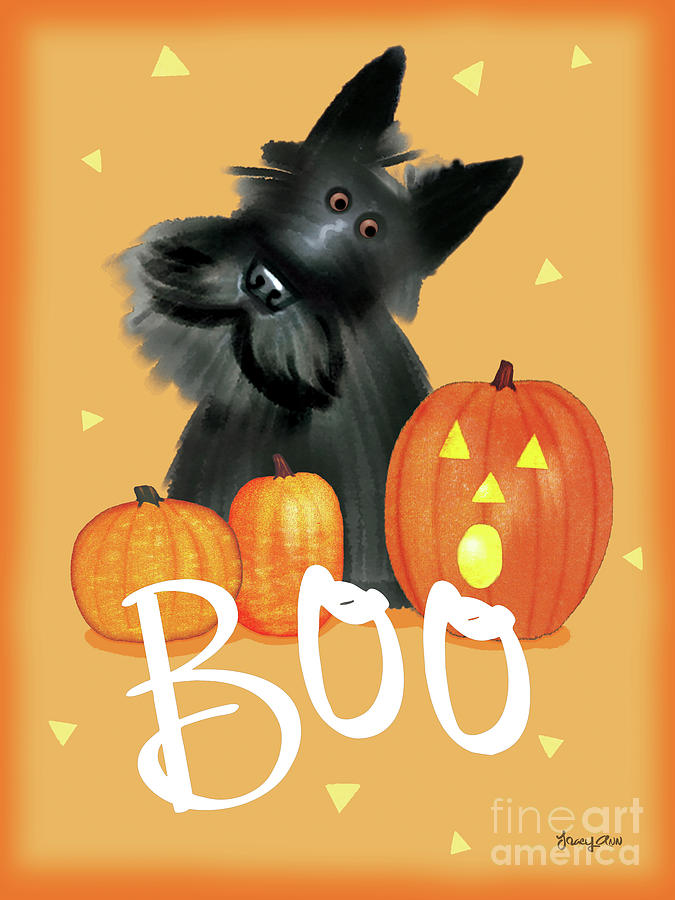 Halloween Scotty Dog Painting by Tracy Herrmann