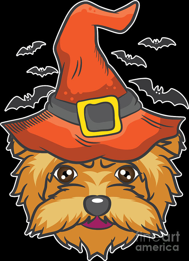 Dog Lover Digital Art - Halloween Shirt Witch Yorkshire Dog Costume Gift by Haselshirt