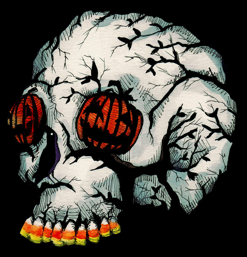 Halloween Skull Drawing