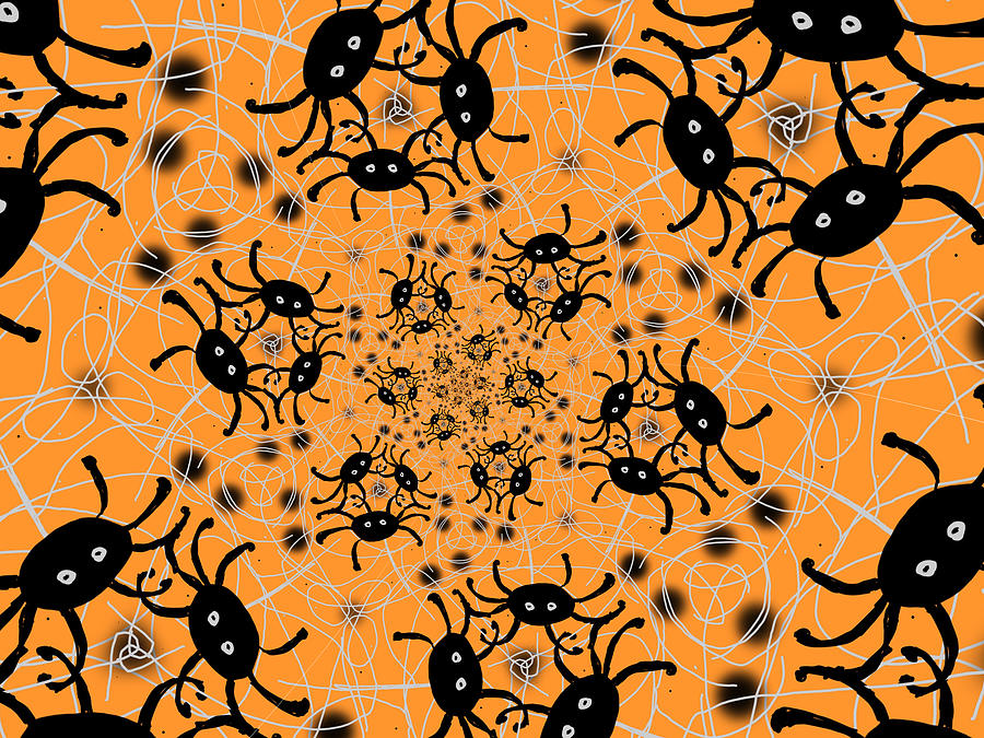 Halloween Spiders Spiral Digital Art by Eileen Backman