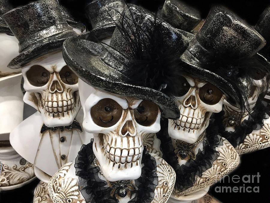 Halloween Spooky Gothic Skeleton Skulls Halloween Skeleton Prints Home Decor Photograph by Kathy Fornal