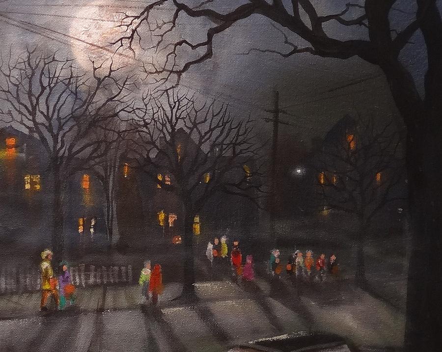Halloween Trick or Treat right Painting by Tom Shropshire