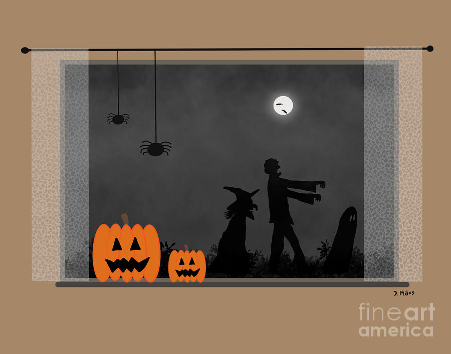 Halloween View Out Window Digital Art by Donna Mibus