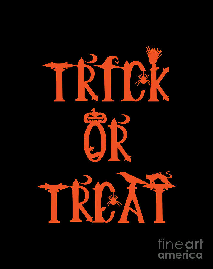 Halloween,Trick or Treat,Spooky,Cute,Fall,October,Creepy, Digital Art by David Millenheft