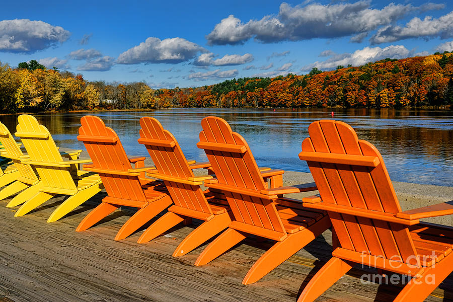 Fall Photograph - Hallowell Chairs in Autumn  by Olivier Le Queinec