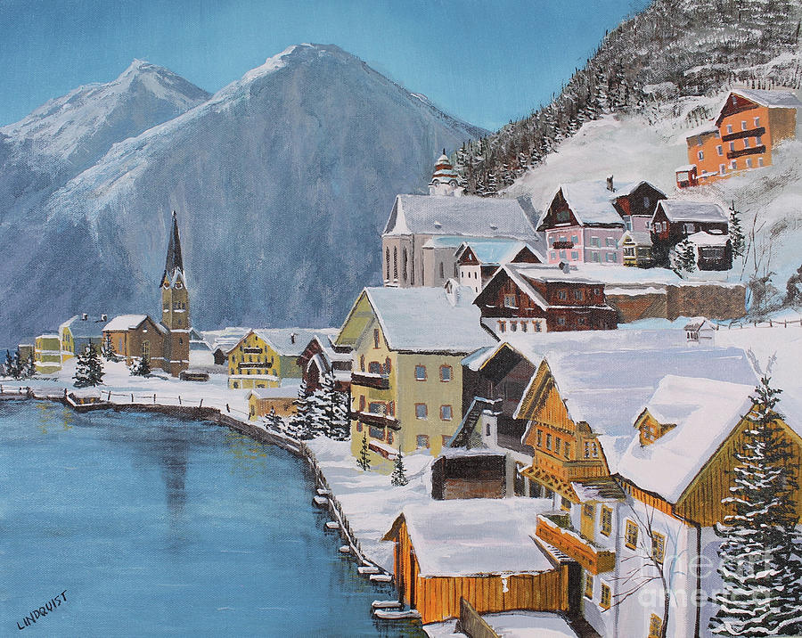 Mountain Painting - Hallstatt Austria by Tim Lindquist