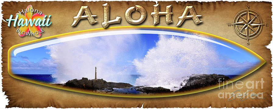 Halona Blowhole Exploding Wave Surf Board Photograph by Aloha Art