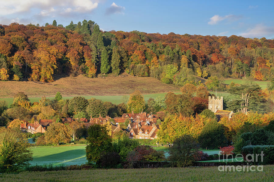 Hambleden Village in the Early Morning Autumn Light Photograph by Tim Gainey