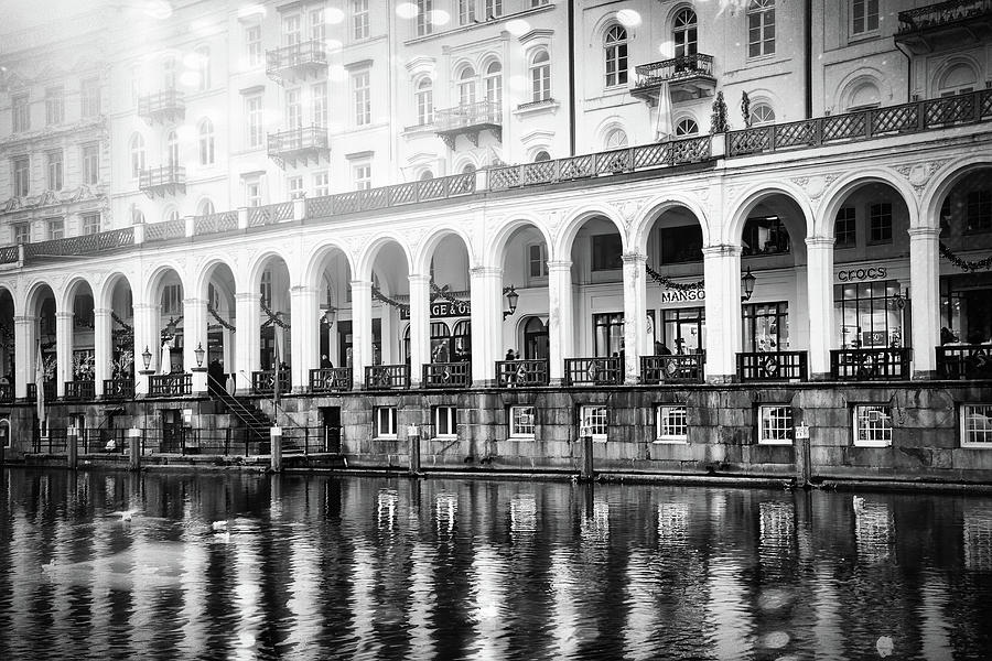 Hamburg Germany Alster Arcades Black and White  Photograph by Carol Japp