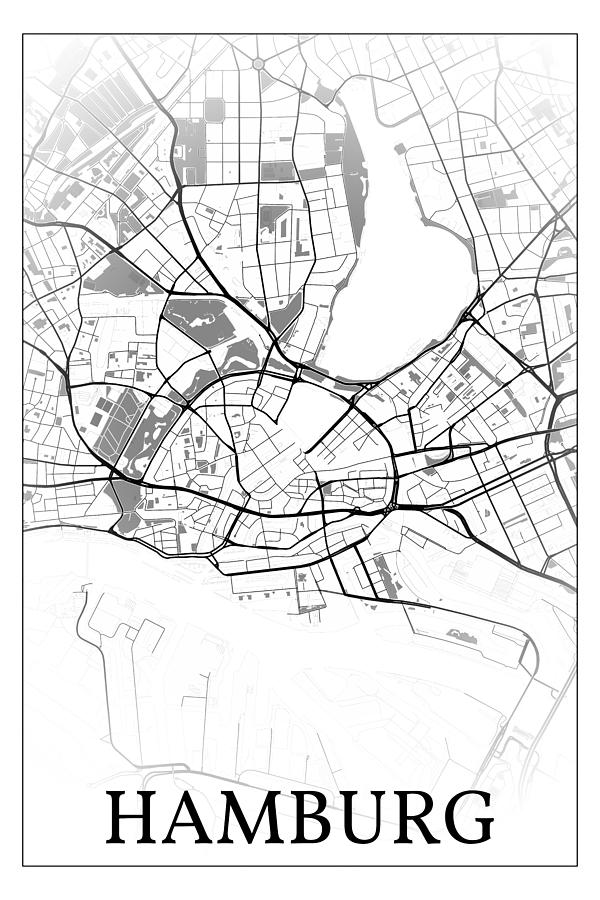 Hamburg Germany city map #002 Digital Art by Dandi Studio - Pixels