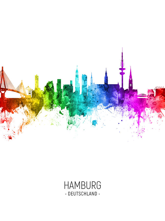 Hamburg Germany Skyline #15 Digital Art by Michael Tompsett