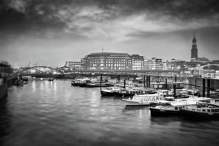 Hamburg Germany Speicherstadt HafenCity Black and White  Photograph by Carol Japp