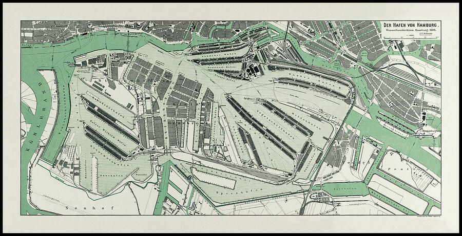 Hamburg Speicherstadt HafenCity Vintage Map 1909 Photograph by Carol ...