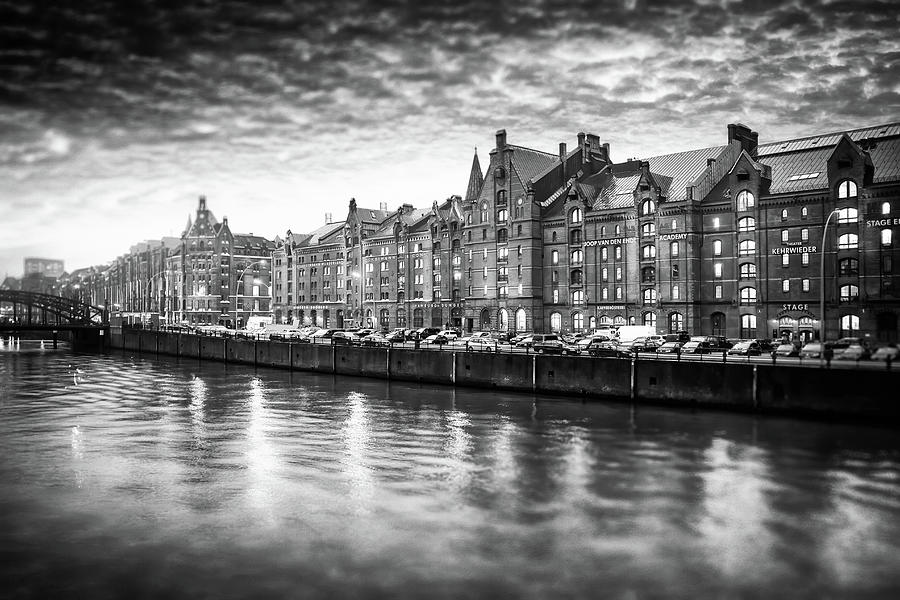 Architecture Photograph - Hamburg Speicherstadt HafenCity Winter Light Black and White  by Carol Japp