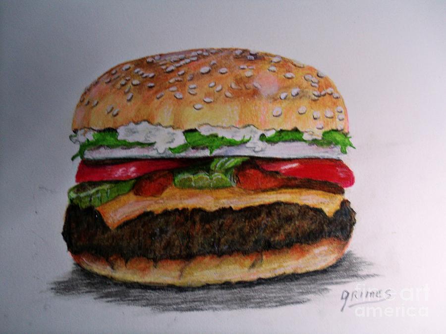 Lettuce Painting - Hamburger #5 by Carol Grimes