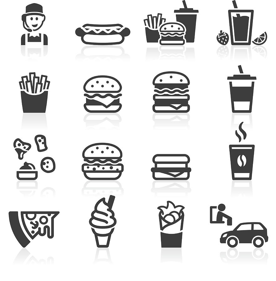 Hamburger Fast Food Icons Drawing by youngID