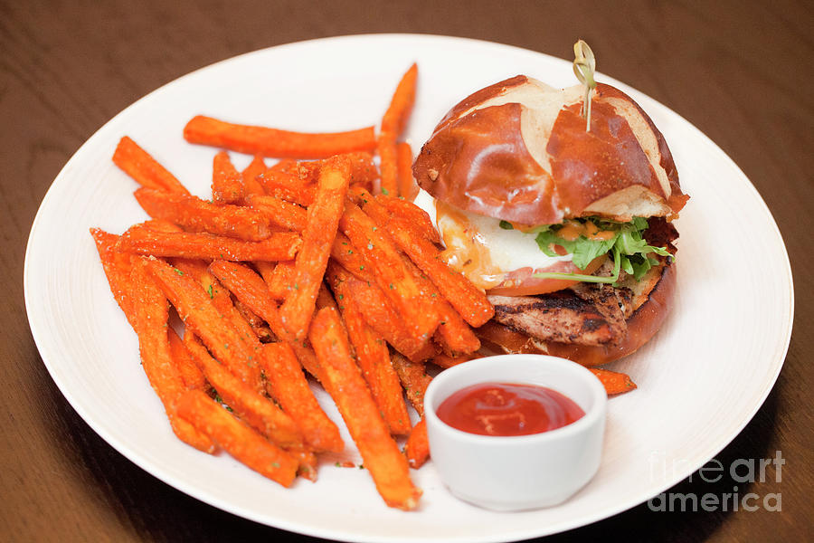 Hamburger Slider with Sweet Potato Fried Photograph by Anthony Totah