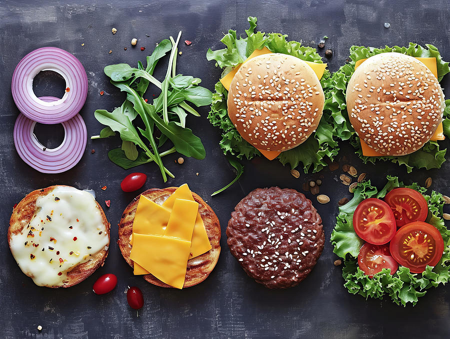 Hamburger with cheese Digital Art by Karen Foley