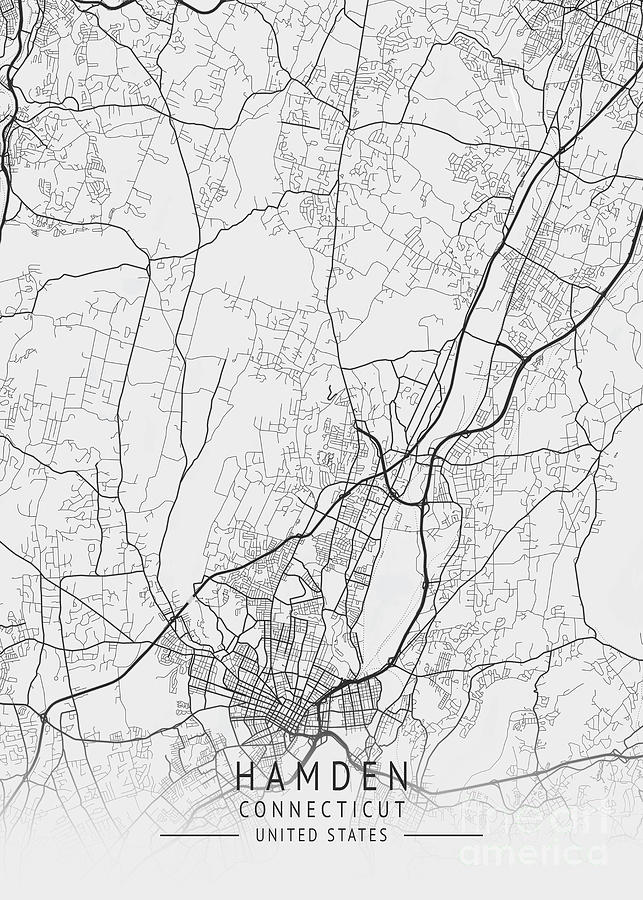 Hamden Connecticut Us Gray City Map Digital Art By Tien Stencil Fine Art America 9273
