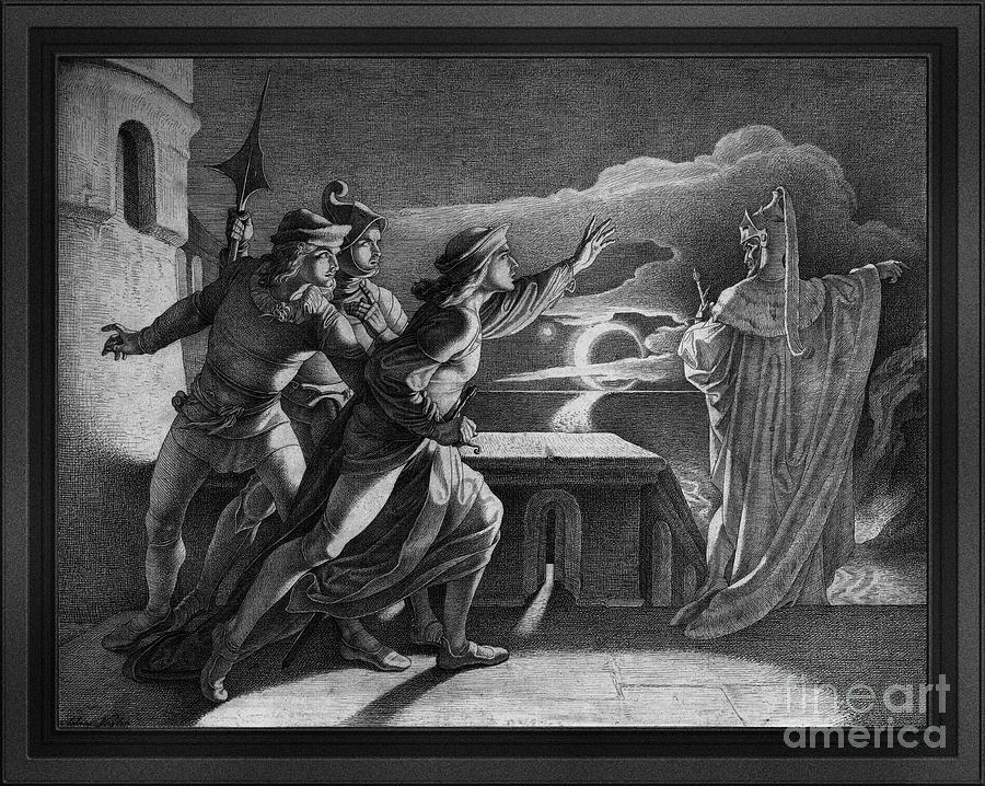 Hamlet and the Ghost of his Father by Adam Vogler Classical Fine Art Reproduction Drawing by Rolando Burbon