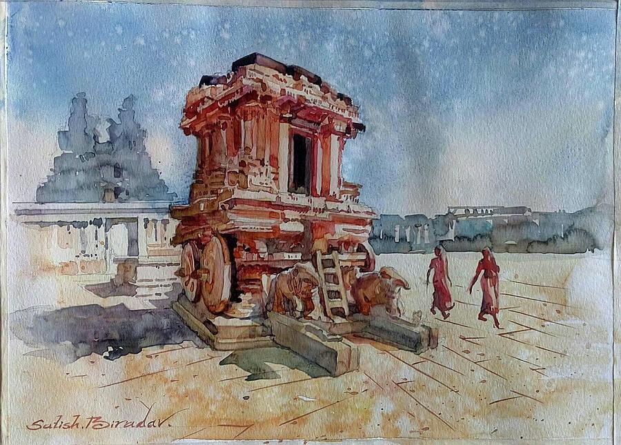 Hampi Stone Chariot Painting by Sateesh Biradar | Fine Art America