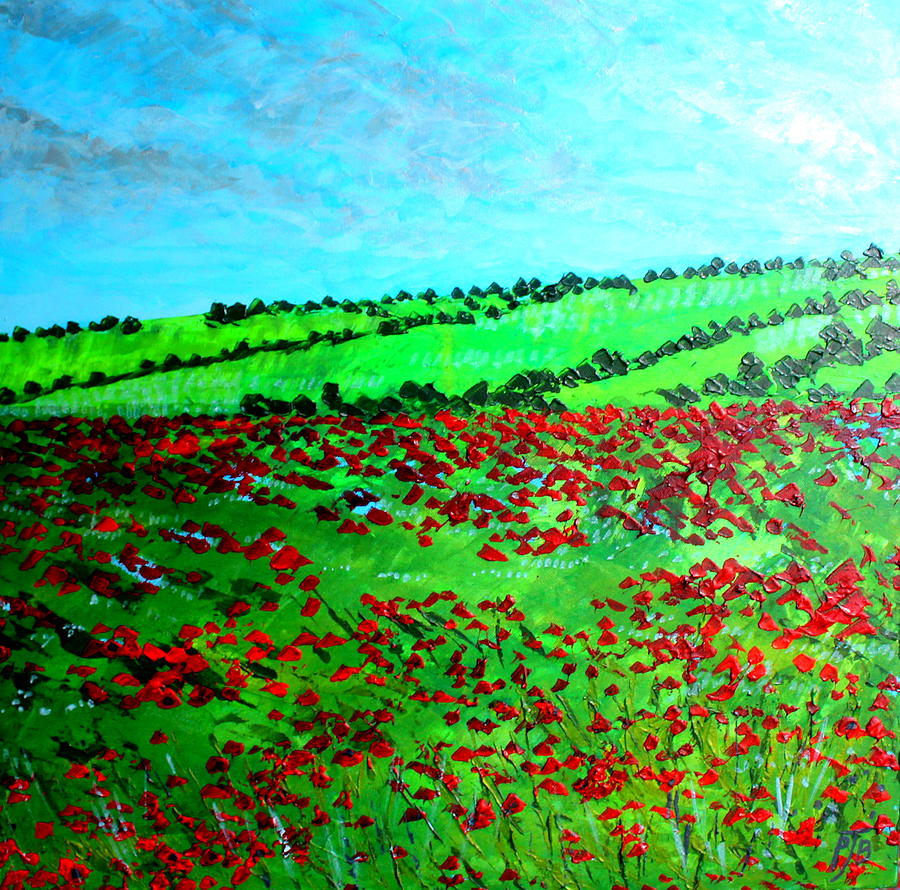 Poppy Painting - Hampshire Poppy field by Paul Best