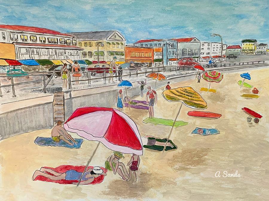 Hampton Beach Painting by Anne Sands