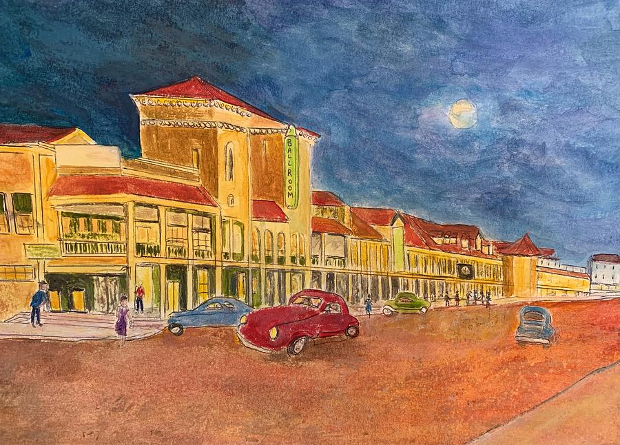 Hampton Beach at Night Painting by Anne Sands