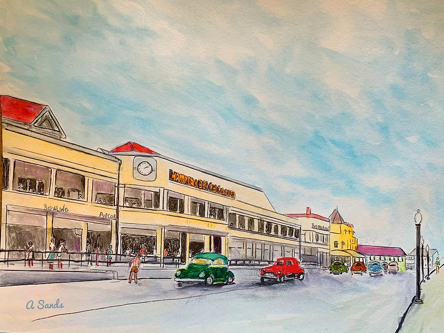 Hampton Beach Casino  Painting by Anne Sands