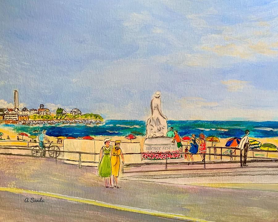 Hampton Beach Sixties Painting by Anne Sands