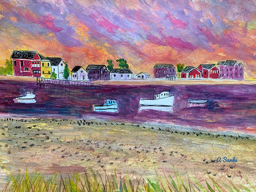 Hampton Harbor Beautiful Sunset Painting by Anne Sands