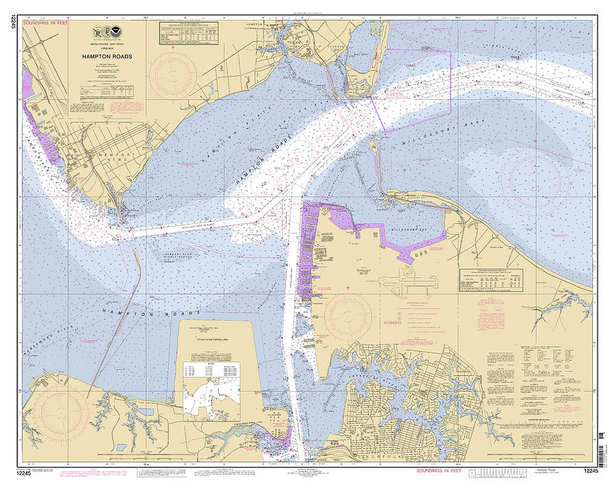 Hampton Roads, NOAA Chart 12245 Digital Art by Nautical Chartworks