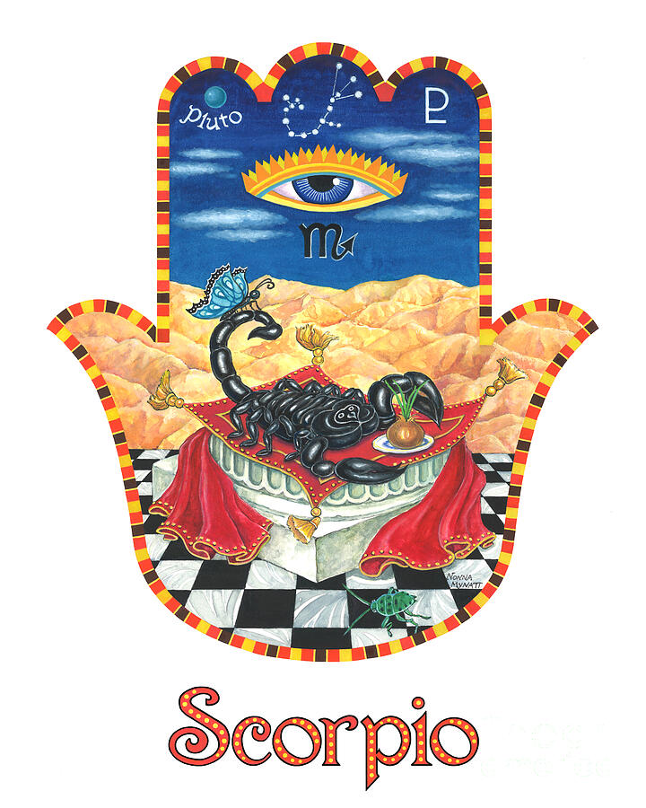 Fantasy Painting - Hamsa for Scorpio by Nonna Mynatt