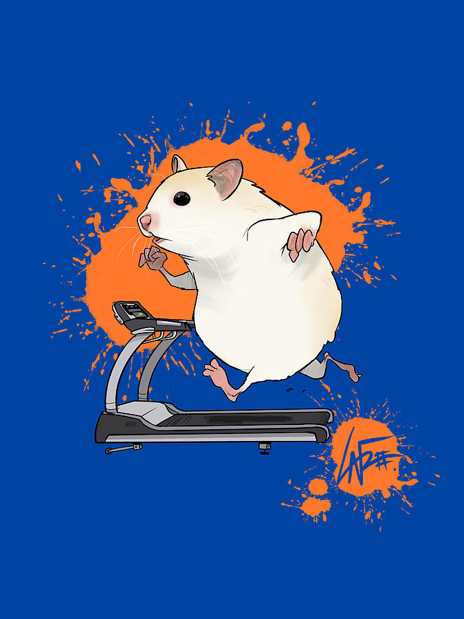 Hamster on a Treadmill Drawing by John LaFree