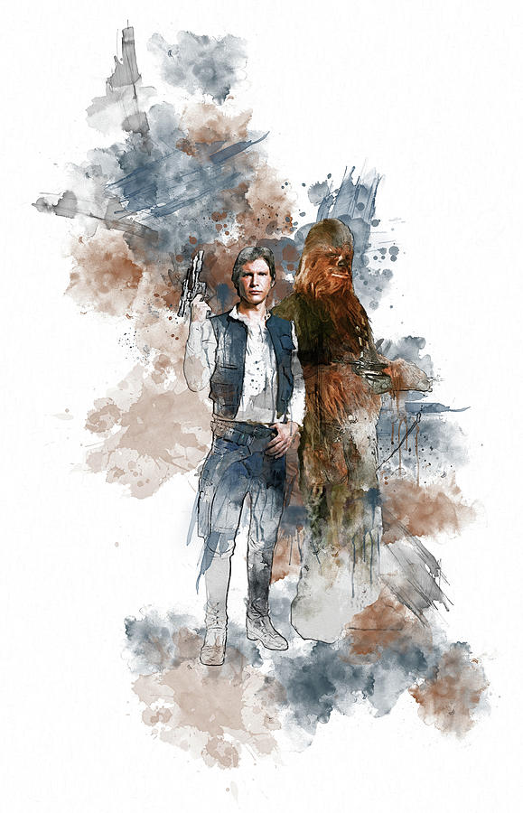 STAR WARS Poster Print Watercolor Framed Canvas Wall Art Pop Leia Han Solo 