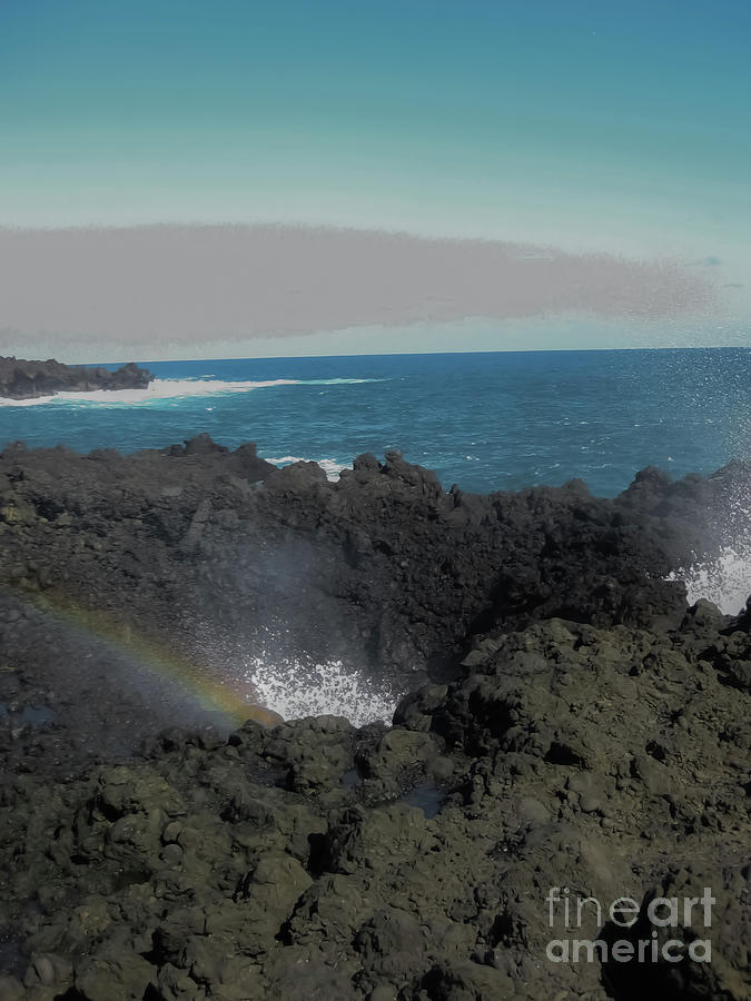 Hana Blow Hole Rainbow Photograph by Suzanne Luft