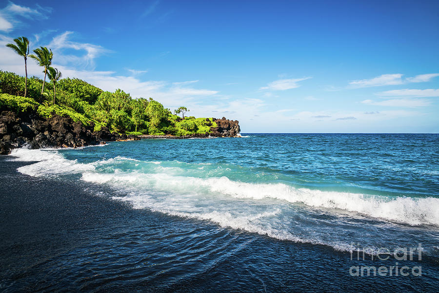 Hana Hawaii Black Sand Beach Photo Photograph by Paul Velgos