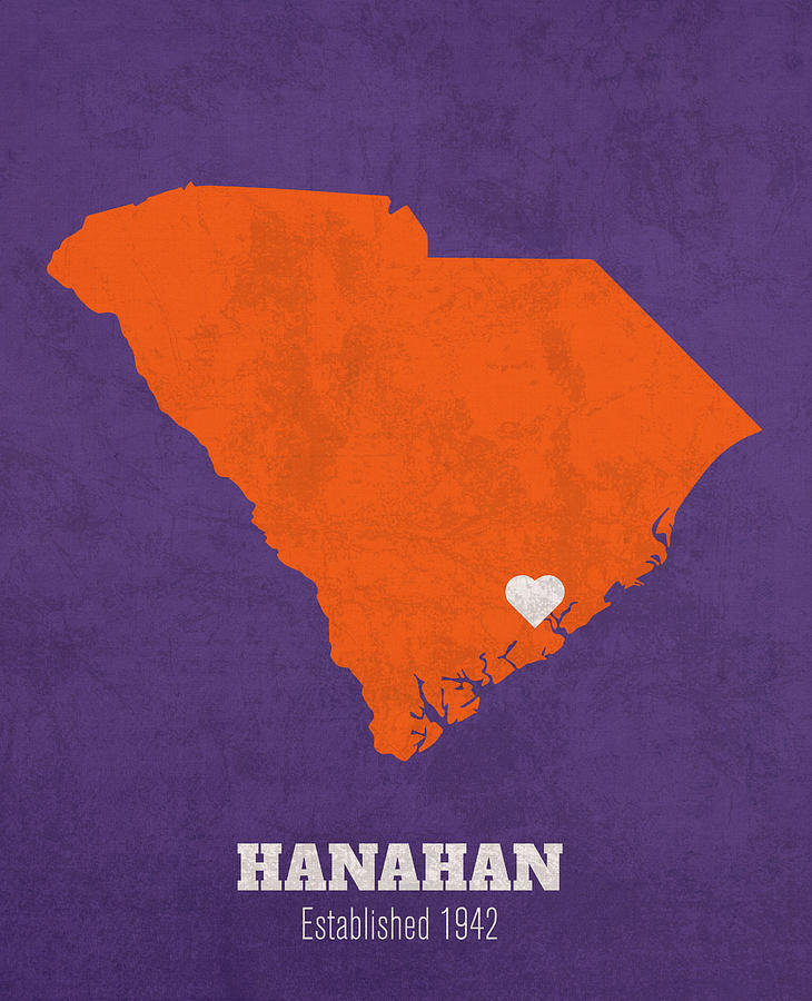 Hanahan South Carolina City Map Founded 1942 Clemson University Color