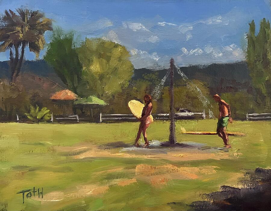 Hanalei Beach Park Painting by Laura Toth