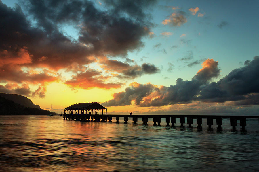 Hanalei Pier Sunset Photograph by James Eddy